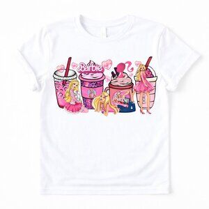 Barbie Coffee Graphic T Shirt Trendy Boutique Style Tee Womens White